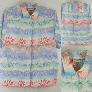 Alfred Dunner Petite 18 Shirt SS Leaf Print Poly